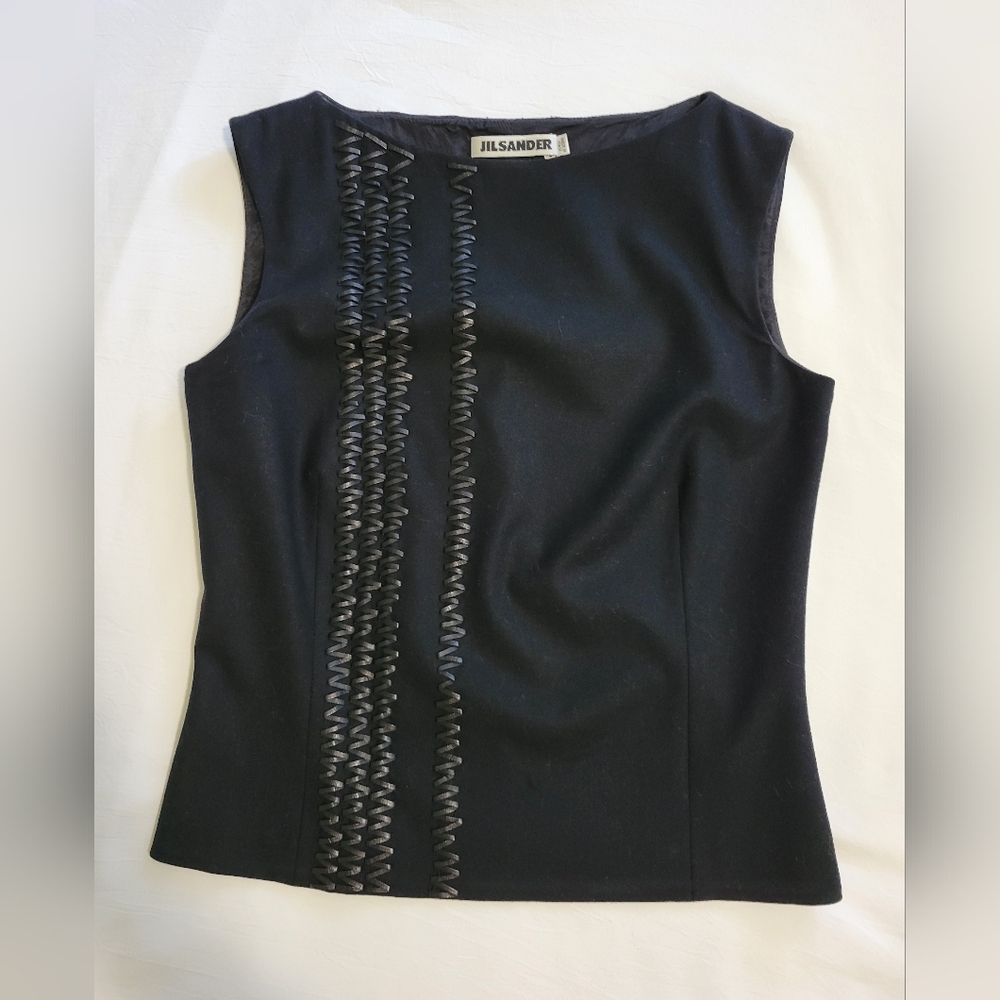 Jil Sander Black Virgin Wool Top – Made in Italy (Size 34 / US 2) Vintage
